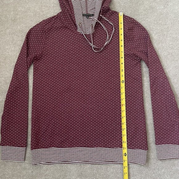 Staccato Womens Hoodie Small Burgundy White Polka Dots Stripes Pullover - Picture 6 of 7